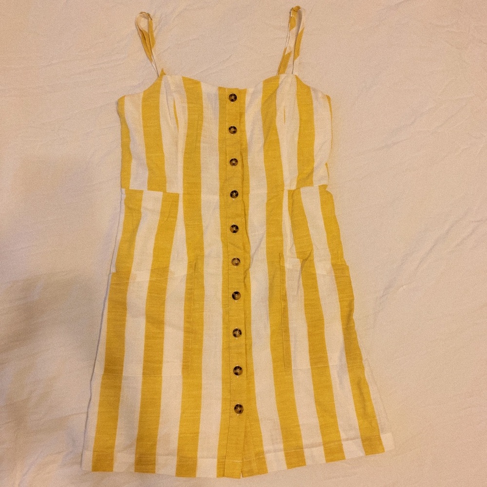 Button-Up Yellow & White Striped Dress!